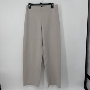 Eileen Fisher Felted Regenerative Wool Wide Leg Pants Bone Gray Womens Small